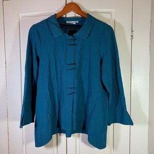 Habitat Clothes to Live In Teal Textured Jacket Womens Small Office Church Artsy